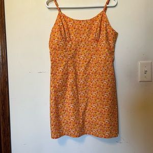 Wild fable orange floral cut out dress size L nwt